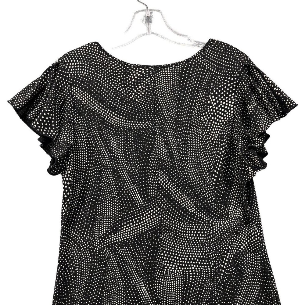 New York & Co Women Dress Size XL Swirl Polka Dot Black White - Picture 6 of 9